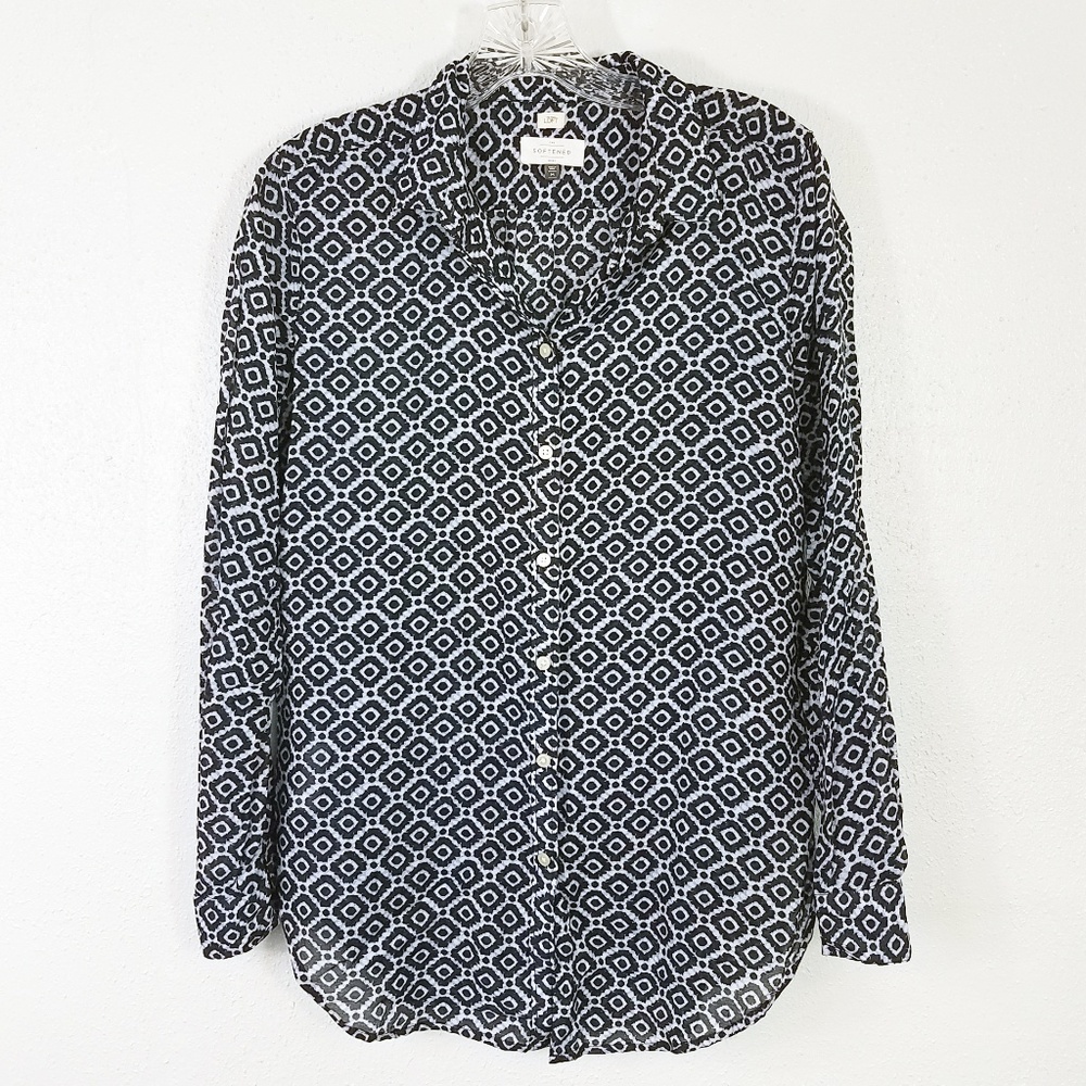 Ann Taylor Women's LOFT Softened Button Down Blouse Shirt Top Blouse